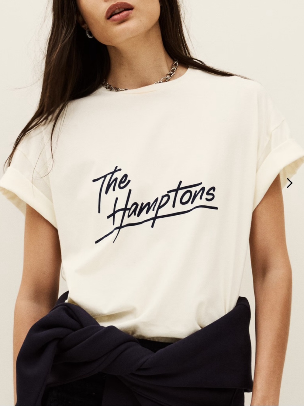 ba&sh 'The Hamptons' Script Tee - Cream with black Print